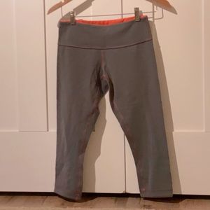 Lululemon grey and orange reversible yoga pants